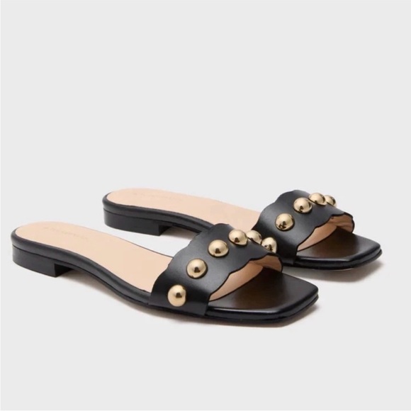 Tuckernuck Brooke Studded Leather Slip-On Flats black size 7